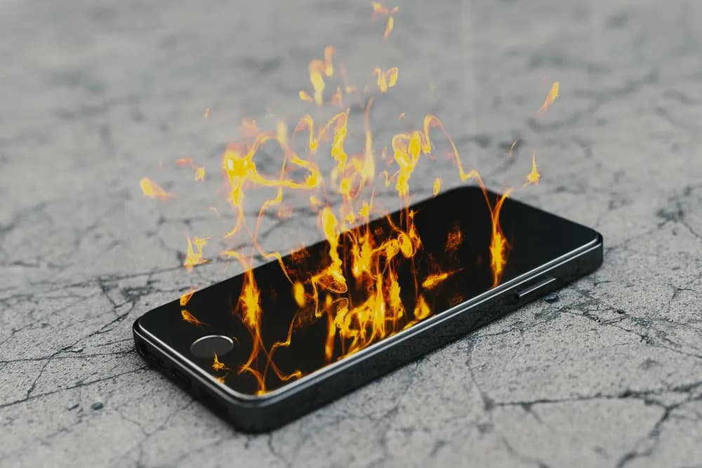 炎の模様が入った携帯電話